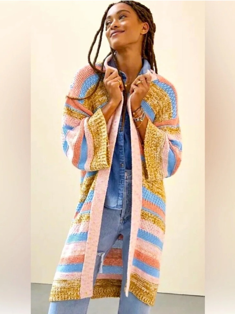 Anthropologie Striped Open-Front Cardigan